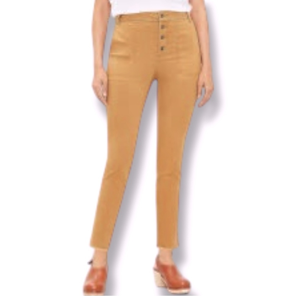 LOFT Size 6 Curvy Cotton-Viscose-Spandex Button Fly Raw Hem Pants